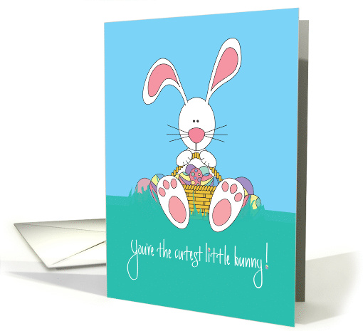 Easter for Kids, Cutest Bunny with Basket and Colored Eggs card