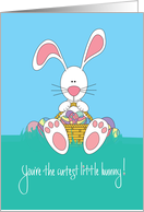 Easter for Kids, Cutest Bunny with Basket and Colored Eggs card