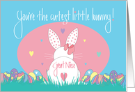 1st Easter for Great Niece, Cutest Little Bunny with Eggs & Hearts card