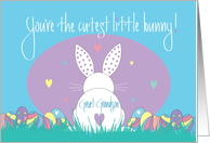 1st Easter Great Grandson, Cutest Little White Bunny, Eggs & Hearts card