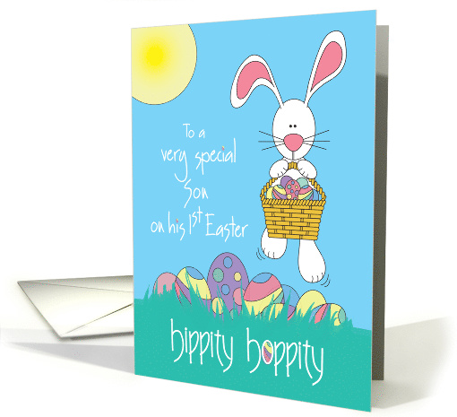 First Easter for Son, Hippity Hoppity Bunny with Eggs card (1191084)