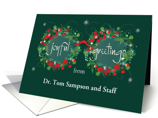 Christmas Optometrist or Ophthalmologist, Custom Wreath Glasses card