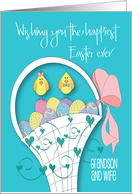 Hand Lettered Easter for Grandson and Wife with Easter Egg Basket card