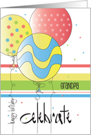 Hand Lettered Birthday for Grandpa, 3 Birthday Balloons & Confetti card