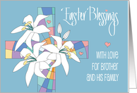 Hand Lettered Easter Brother and Family Easter Blessings Lily Cross card