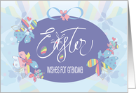 Hand Lettered Easter for Grandma Easter Egg with Flowers and Bunny card