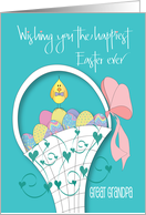 Hand Lettered Easter for Great Grandpa Easter Egg Basket and Chick card