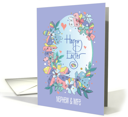 Hand Lettered Easter for Nephew and Wife Patterned Spring Flowers card