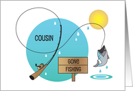 Birthday for Cousin Who Loves to Fish with Fishing Rod and Fish card