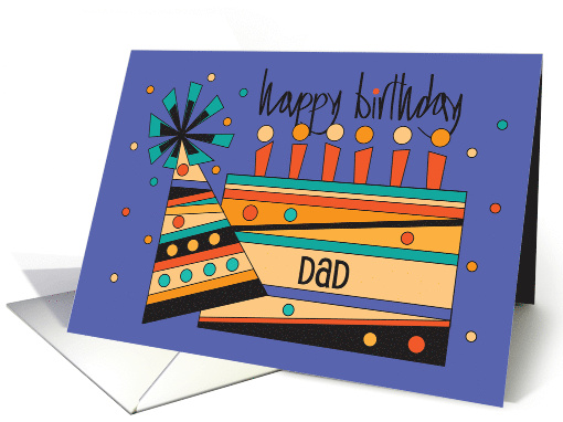 Hand Lettered Birthday for Dad Colorful Birthday Cake and... (1199510)