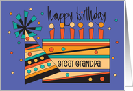 Hand Lettered Birthday for Great Grandpa Birthday Cake and Party Hat card