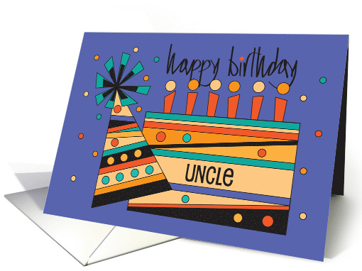 Hand Lettered Birthday for Uncle Colorful Birthday Cake... (1199534)