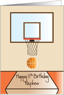 Basketball 11th Birthday for Nephew, Basketball Hoop card