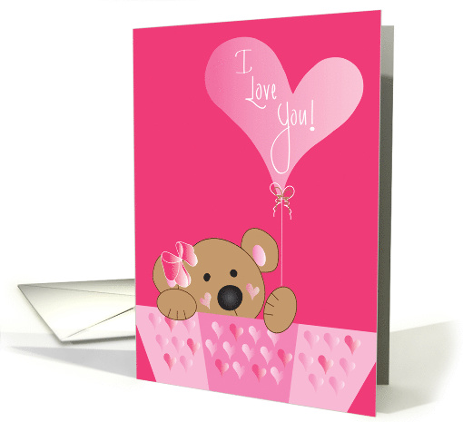 Valentine with Bear Balloon, I Love you card (1205428)