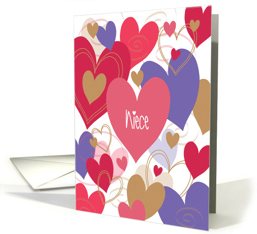 Hand Lettered Valentine for Niece Bright Colored Hearts... (1205446)