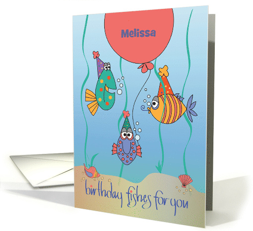 Hand Lettered Birthday Fishes for You with Custom Name in Balloon card