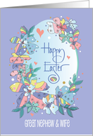 Hand Lettered Easter for Great Nephew and Wife Patterned Flowers card