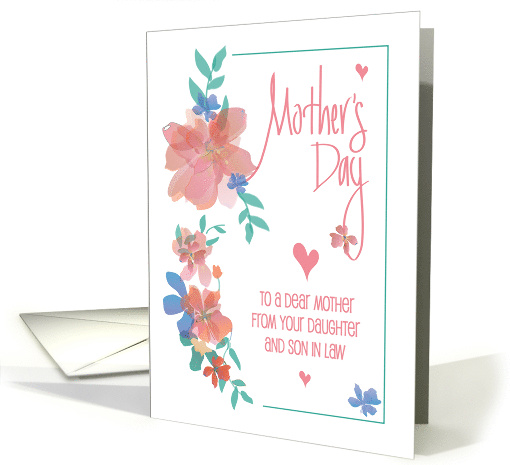 Mother's Day to Mom from Daughter & Son in Law Watercolor Flowers card