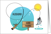 Birthday for Husband Who Loves to Fish Fishing Rod Catching Fish card