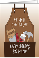 Birthday for Do it Yourself Son in Law Mr. Fix It Apron with Tools card