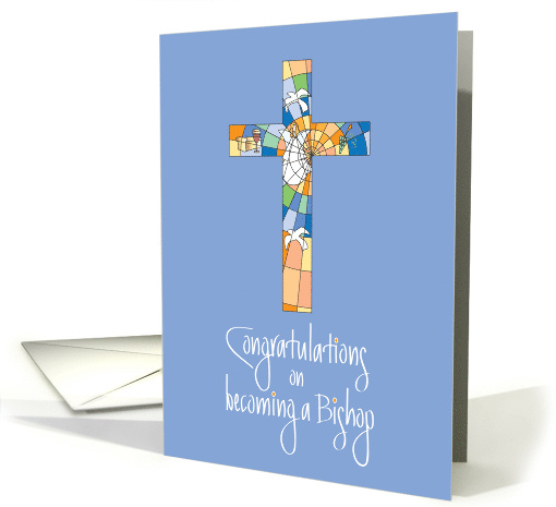 Congratulations on Becoming a Bishop, Stained Glass Cross card