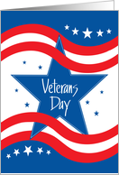 Business Veterans Day, Blue Star, Red Wavy Stripes card