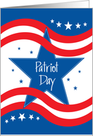 Patriot Day for 9/11, Blue Star, Red and White Wavy Stripes card