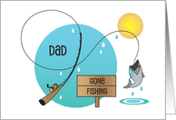 Birthday for Dad Who Loves to Fish Fishing Rod and Fish Being Caught card