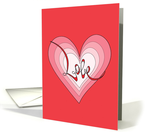 Hand Lettered Love with Concentric Pink Rainbow Hearts card (1228054)