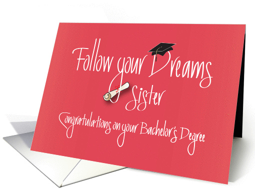 Graduation Sister, Bachelor's Degree with Diploma card (1228150)