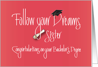 Graduation Sister, Bachelor’s Degree with Diploma card