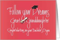 Graduation for Great Granddaughter, for Bachelor’s Degree card