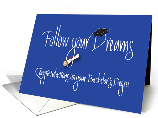 Graduation for Bachelor's Degree, Diploma on Blue card (1229632)