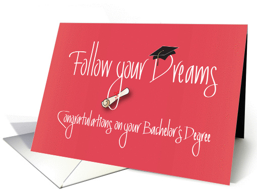 Graduation for Bachelor's Degree, Diploma on Pink card (1229676)