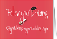 Graduation for Bachelor’s Degree, Diploma on Pink card