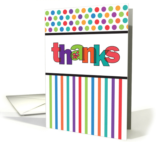Thanks with Large Colorful Letters with Flower and Polka... (1229724)