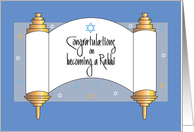 Hand Lettered Congratulations on Becoming Rabbi, Rolled Torah card