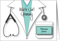 White Coat Ceremony Congratulations, Coat, Stethoscope & Name Tag card