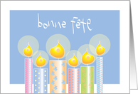 Bonne Fte for French Canadian Birthday Blue with Candles card