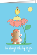 Mother’s Day, Flower with Bear, I’ve Always Looked Up to You card