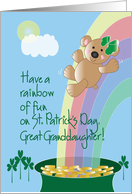 St. Patrick’s Day for Great Granddaughter, Bear On Rainbow card