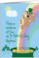 St. Patrick’s Day for Nephew, Bear Sliding Down Rainbow card