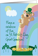 St. Patrick’s Day for Great Grandson, Bear On Rainbow card