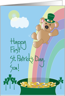 First St. Patrick’s Day for Son, Bear on Rainbow card