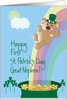 First St. Patrick’s Day for Great Nephew, Bear on Rainbow card