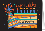 Hand Lettered Birthday for Employee Birthday Cake and Party Hat card