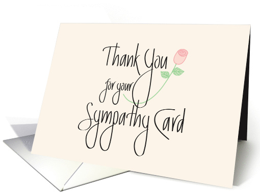 Thank You for Sympathy Card, Long Stem Rose & Hand Lettering card