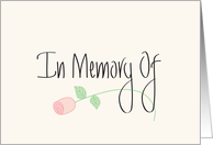 Hand Lettered In Memory Of Memorial Program with Pink Long Stem Rose card