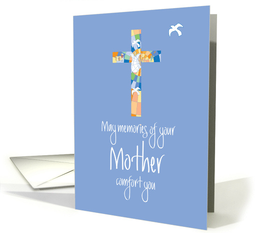 Sympathy for Loss of Mother, Blue Stained Glass Cross card (1240672)