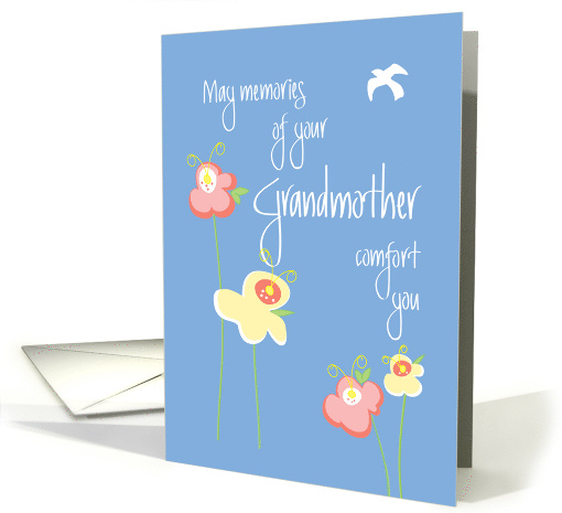 Sympathy for Loss of Grandmother, Cheerful Flowers and Dove card